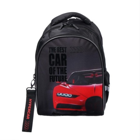 School backpack 37 x 26 x 17 cm, ergonomic back, Hatber Primary School "Red Auto" Black/Red-2