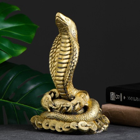 Figure "Cobra on money" gold, 26x16x10cm-3