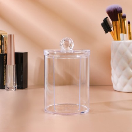 Organizer for storing cotton pads, with a lid, 6.7 × 11 cm, the color is transparent-2