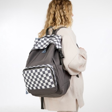 School backpack from textiles, 5 pockets, gray color-4