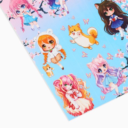 Paper stickers "anime", with coloring on the back, 11 x 15.5 cm-3