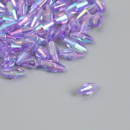 Beads for creativity Plastic "Rhombus Crystal Golography Lilac" set 20 grams 0.6x0.6x1.2 cm