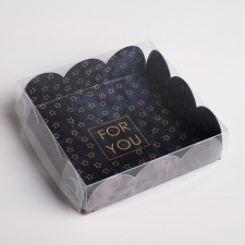 Cookie box, confectionery packaging with PVC lid, for you, 10.5 x 10.5 x 3 cm