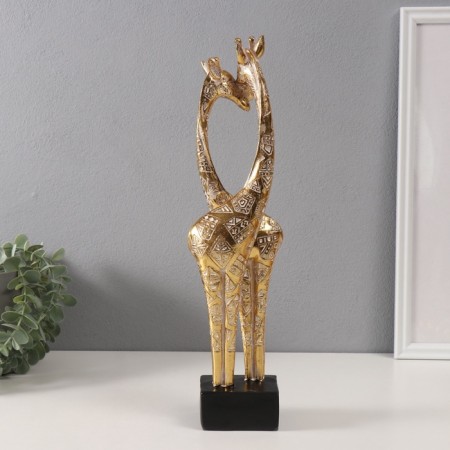 Polystone souvenir "Giraffe - Tenderness" Geometric patterns gold 10x7x39.5 cm-2