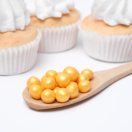 Sprinking confectionery with a soft center "Pearls" gold 12-13 mm 50 g-1