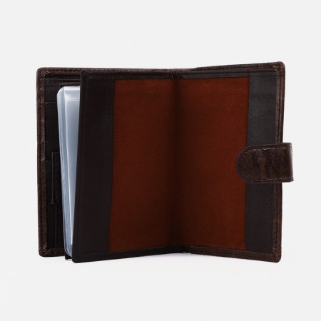 Male purse on the button, 3 in 1, for auto documents, passports, cards, bills, brown color-3
