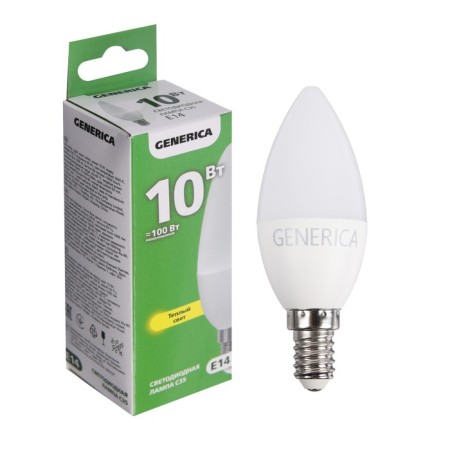 LED LED Generica C35, 10 W, candle, 3000 K, E14, 230 V, LL-C35-10-230-30-E14-G