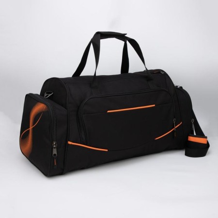 Sports bag with lightning, 3 outer pockets, black color