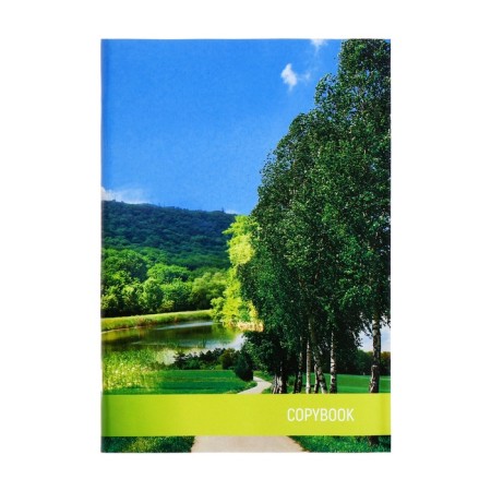 A4 notebook, 96 sheets in the cage "Nature", cover coated cardboard, block No. 2, whiteness 75% (gray sheets)-2