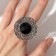 Ring of the "ethnic" openwork circle, black color in black silver, dimensionless