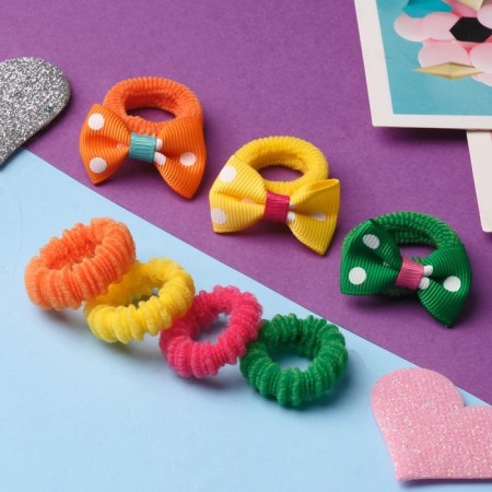 Hair gum "Bow" (set 7 pieces) peas, mix-1