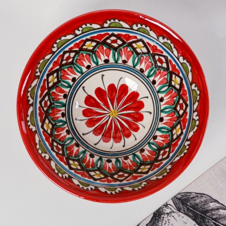 Rishtan ceramics "Patterns" Red, 18 cm, large, large-1