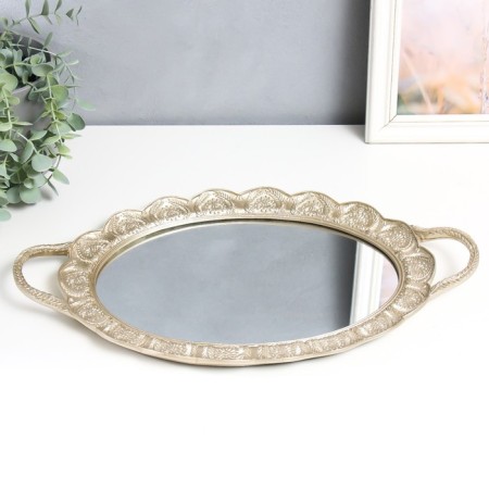 Standing interior polystone with a mirror "spikelet" gold 45x26.5x3.5 cm-1