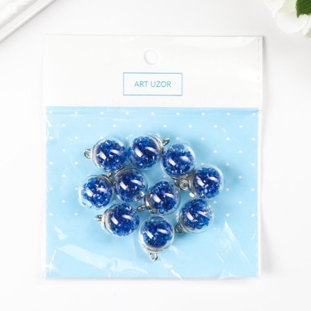 Suspension decorative for creativity glass "ball - pebbles" blue d = 1.6 cm set 10 pcs-2