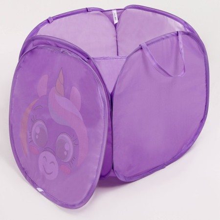A basket for storing toe with a unicoriferous lid, 42 x 42 x 42 cm, purple-5