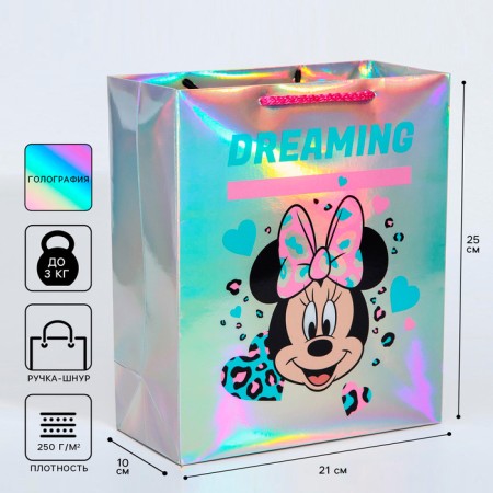 Gift package, 25x21x10 cm, holography, packaging, Minnie Mouse