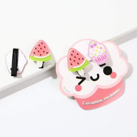 Hair clips for children "sugar baby", 2 pcs, 3 x 1.5 cm-1