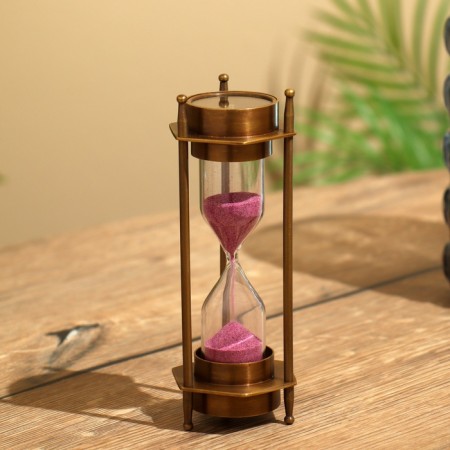 Sanding clock with compass 14x5.5 cm, brass-5