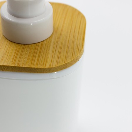 Joy Home liquid soap dispenser, plastic, white with bamboo-2