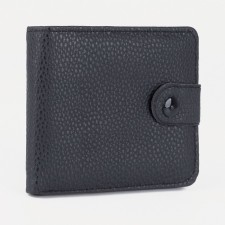 Men's purse on the button, a department for bills, for cards, black color