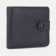 Men's purse on the button, a department for bills, for cards, black color