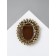 Brooch "Kame" in rhinestones, brown color in black gold