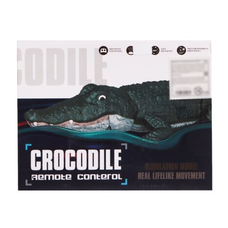The radio -controlled crocodile, floats, works from the battery, the color is green-7
