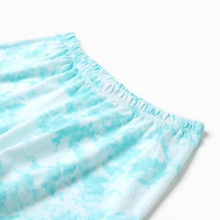 Homemade female set (T -shirt/shorts), turquoise marble color, size 48-9