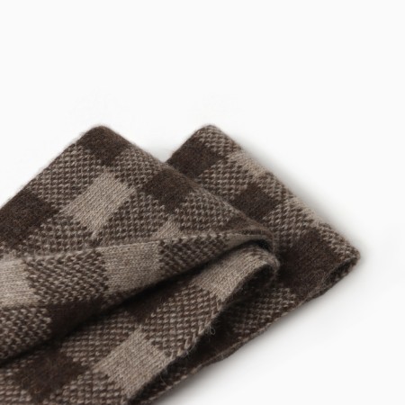 Mongol wool of chocolate "chess", gray/brown color-1