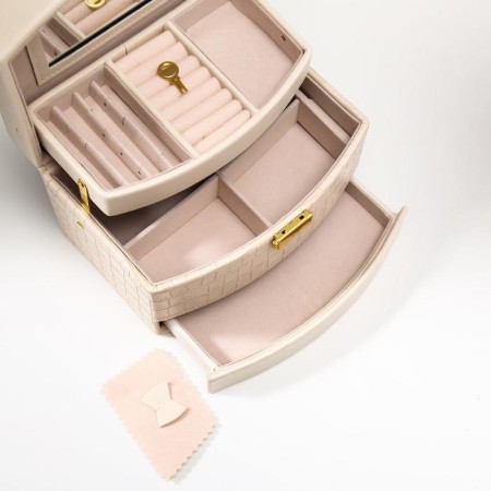 Casket to the leatherette for jewelry "Cream. Gloss and python" 13x21.5x15 cm-2