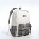 Youth backpack from textiles, 3 pockets, white/gray/beige color