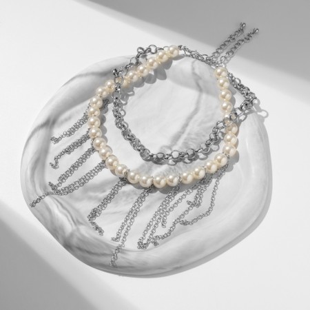 Moloderic "bead" waterfall, white in silver-3