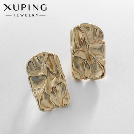 Earrings metal xuping waves, color gold