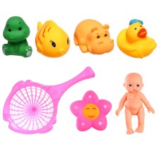 A set of rubber toys for the bathtub 