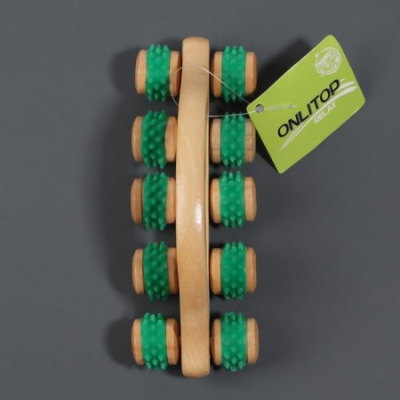 Massage with spikes "Caterpillar", 18 × 6 × 7 cm, universal, with a pen, 10 wheels, color mix-7