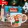 New Year's set for decor mug with polymer clay “New Year! Bunny with a gift "