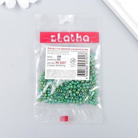 Beads "Zlatka" 08/0, 3 mm, 10 g 0407 Green-2