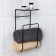 Holder for towels with shelf, 15.5 × 12.5 × 33.5 cm, black color