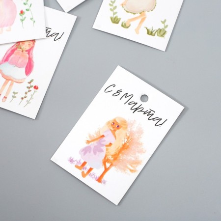 Cardboard Biro "from March 8. Girl" set 10 pcs (5 types) 4x6 cm-2