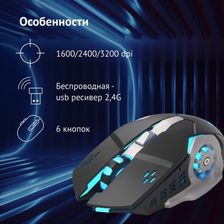Mouse call 770GW black/optical silver (3600DPI) wireless USB for a laptop (6BU 107487-2