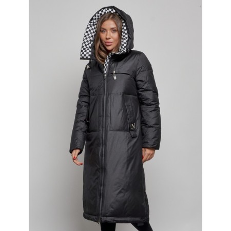 Coat insulated winter female, size 44, black color-5
