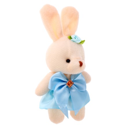 Soft toy "Bunny skirt with a bow" on a key fob, color mix-3