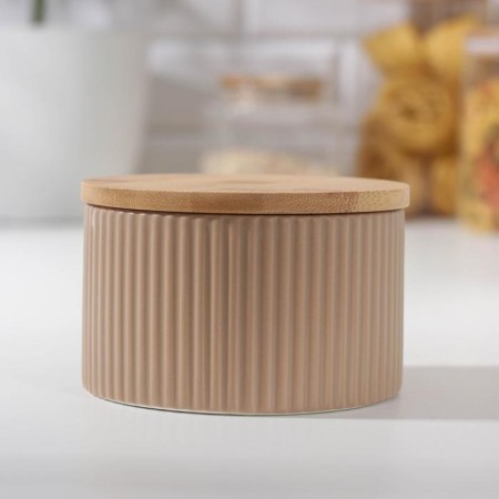 Ceramic bank for bulk products "Smoke", 570 ml, beige color