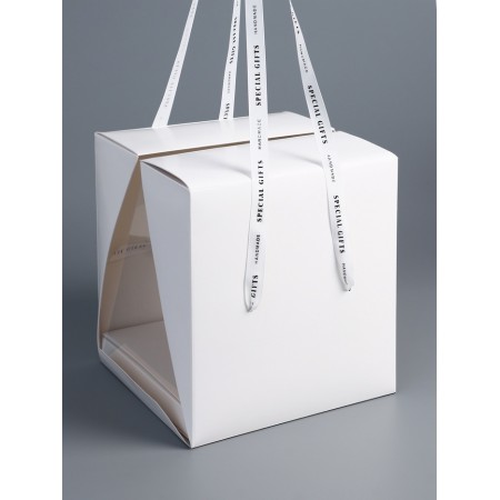 Box under the bento-port with ribbons, white, 21 x 21 x 25 cm-1