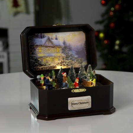 LED figure "Christmas tree market" 20 × 14 × 12 cm, polystone, AAX3 batteries (not in the kit), USB, glow warm white