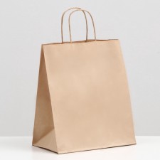 Craft package without printing, round handle 24 x 14 x 28 cm, set 3 pcs