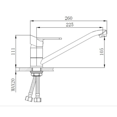 Kitchen mixer "RMS" SL137-004F-25, single-leaf, spill 225 mm, zinc, chrome-3