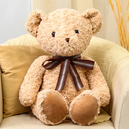 Soft toy "Bear" curly, 70 cm, beige color-1