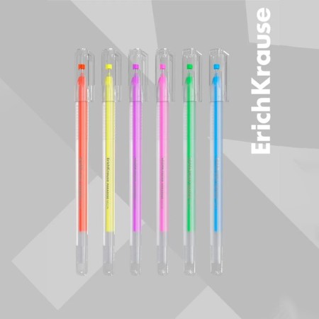 A set of gel pens 6 colors Erichkrause "Paradise Stick Neon" needle node 0.6 mm, neon mix-8