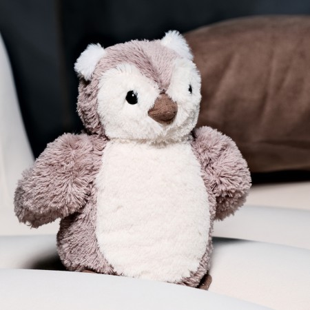 Soft toy "owl", 20 cm, light gray color-1